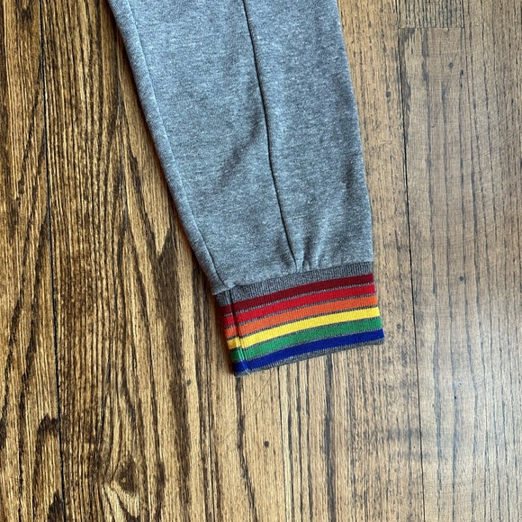 Aviator Nation Rainbow Ribbed Sweatpants Gray, Size Small - Picture 2 of 7